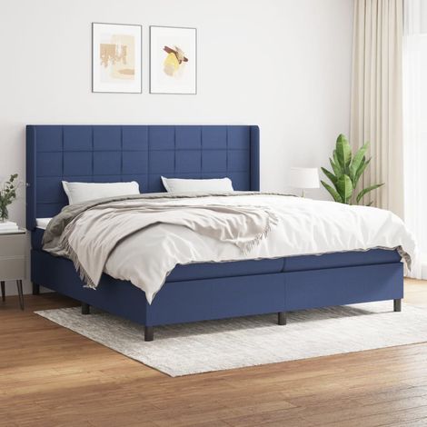 Boxspringbett mit Matratze Blau 200x200 cm Stoff (1/5)