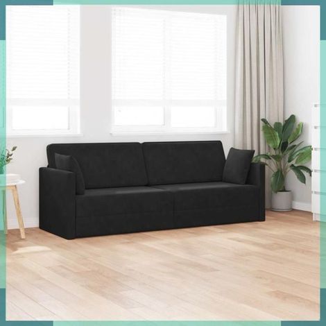 Canapé-lit - 4106730 - 200 cm assise - Noir velours - 3 places (1/5)