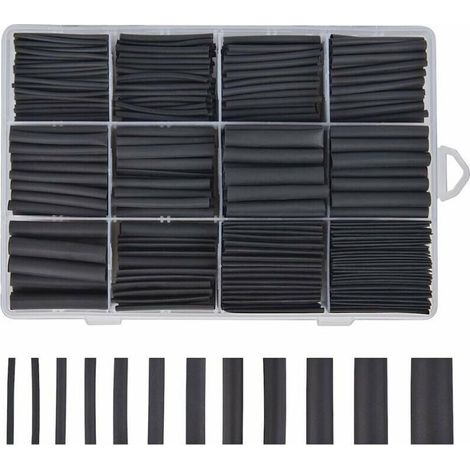 Gaine Thermoretractable Noire 625pcs Gaine Thermo Retractable Gaines Thermoretractables Un Assortiment de 8 Tailles 1 – 10 mm,GU.B/bon (1/5)