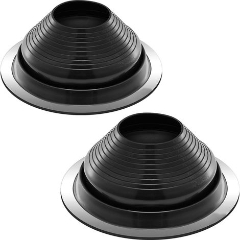 Bouchons de solin pour toit, 2 pièces, pour tuyaux Ø 15-28 cm, EPDM flexible, base métallique durable, résistant -55 à 100°C, idéal cheminée, poêle et ventilation extérieure. (1/5)