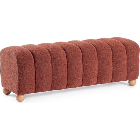 Panca "Zora" struttura in MDF rivestimento in poliestere effetto boucle' -Ginger (1/4)