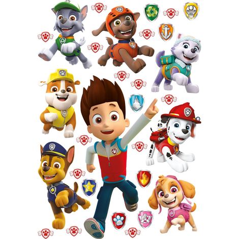 sticker mural PAW Patrol - La Pat' Patrouille marron, rouge et jaune  - Sanders & Sanders