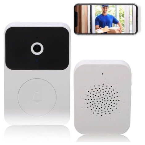 Wireless doorbell with camera, wireless outdoor doorbell, video calls, adjustable volume, image capture, night vision (white) - ANPVIZ-AquaForge (1/5)