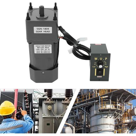 AC 220V Getriebe Getriebemotor CW/CCW Speed regelbar Metallgetriebe 120W 180K für verschiedene Industrien wie Verpackungs-, Druck-, Lebensmittel-, Textil- und Maschinenbau-Maschinen