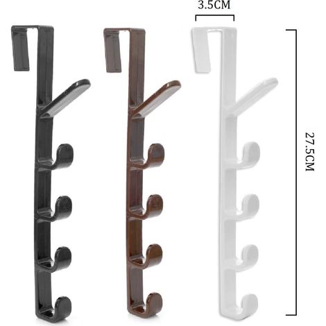 Lot de 2 - Organisateur à 5 niveaux à suspendre à une porte - Crochet pour sac à dos et sac à main - Noir (1/3)