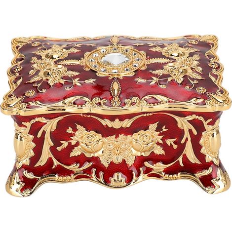 Caja Organizadora Para Joyas - Caja de Almacenamiento con Relieve Vintage para Anillos y Collares - Material Aleación y Forro de Franela - Unidad (1/5)