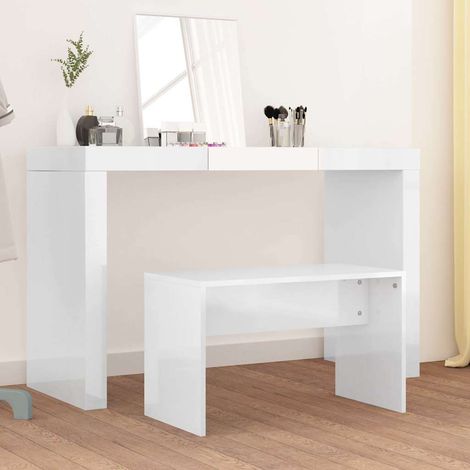 Tabouret de toilette Tabouret de bar Chaise de bar - Blanc brillant70x35x45cm Bois d'ingénierie BV742655 - BonneVie (1/5)