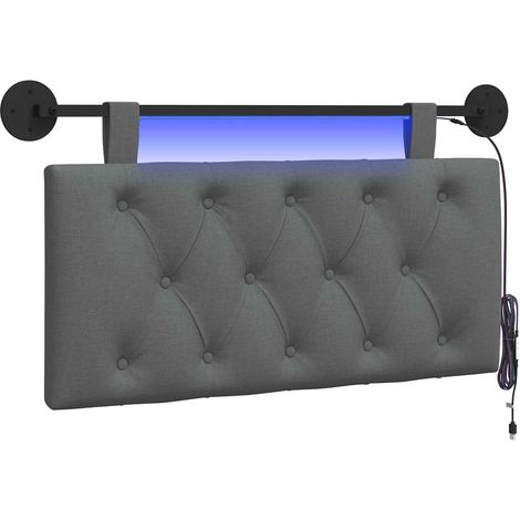 Testiera Testata del letto sospesa Con luce LED Grigio Scuro Tessuto (1/5)