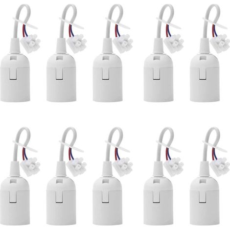 Pack of 10 lamp holder E27 replacement socket renovation socket lamp holder 4 A 250 V construction socket with cable for living room chandelier kitchen bedroom light bulbs accessories (white) (1/5)