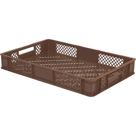 BRB 156 Stück Eurobehälter durchbrochen/Bäckerkiste, LxBxH 600x400x90 mm, PE-HD, lebensmittelecht, braun, Palettenware