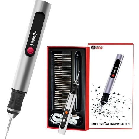 Stylo de gravure sans fil 30 embouts - moteur puissant 8000-21000 tr/min - léger et ergonomique - pour bois dur et teck (1/5)