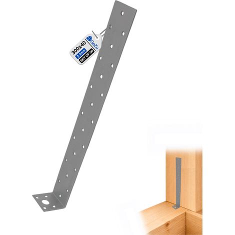 Lot de 50 Platines d’ancrage acier 300 x 40 mm – Galvanisées – Plat anker pour poutres bois – Connecteurs robustes pour charpente – GeZu Impex