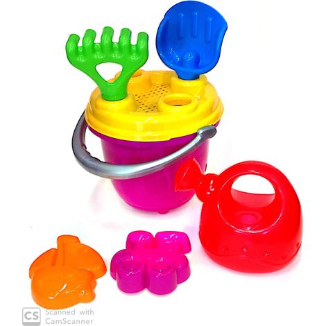 Juego de arena de mariquitas con regadera, cubo, rastrillo, espátula y moldes. (1/2)