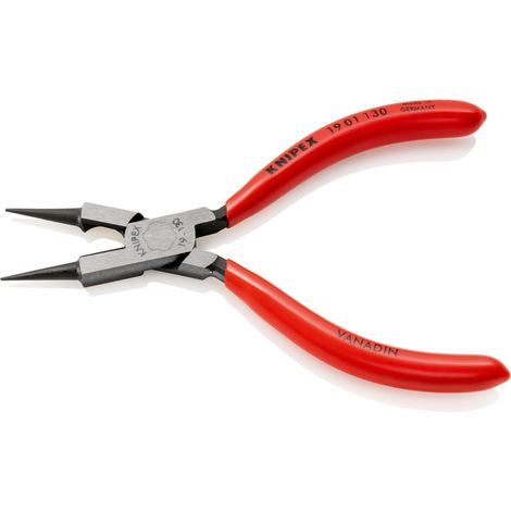 KNIPEX 19 01 130 Pinza a becchi tondi con tronchese (pinza per gioiellieri) rivestiti in resina sintetica atramentata nera 130 mm (1/2)