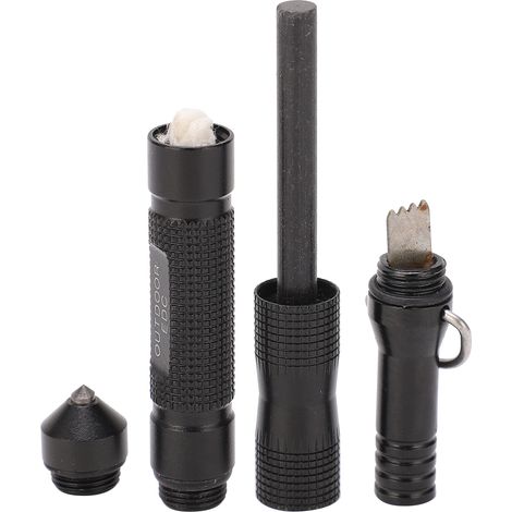 Briquet à Pierre à Fusil - 1000 Allumages - Sifflet de Survie Intégré - Étanche - Traitement Anodisé - Format Stylo - 1 Pièce (1/5)