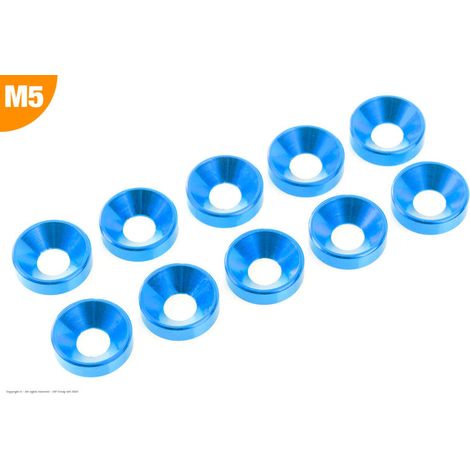 Revtec - Aluminium Washer - for M5 Flat Head Screws - OD 12mm - Blue - 10 pcs