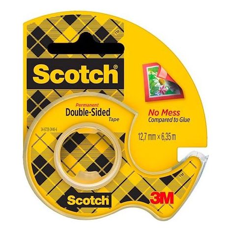 Scotch Le ruban Scotch ble face-1 Rouleau 12,7mm x 6,3m sur dévidoir manuel-Ruban  ble face transparent, pour l'emballage des cadeaux de Noël et des fournitures de vacances, application sans tache (1/5)