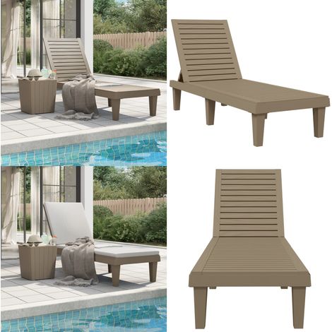 Chaise longue marron clair 155x58x83 cm polypropylène - Chaises Longues - Transats - Mobilier De Jardin - Chaises De Jardin - Bain De Soleil - Home & Living (1/5)