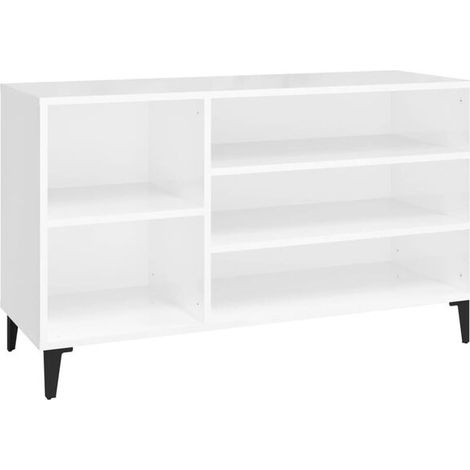 Meuble à chaussures blanc brillant, 102x36x60 cm, bois d'ingénierie.