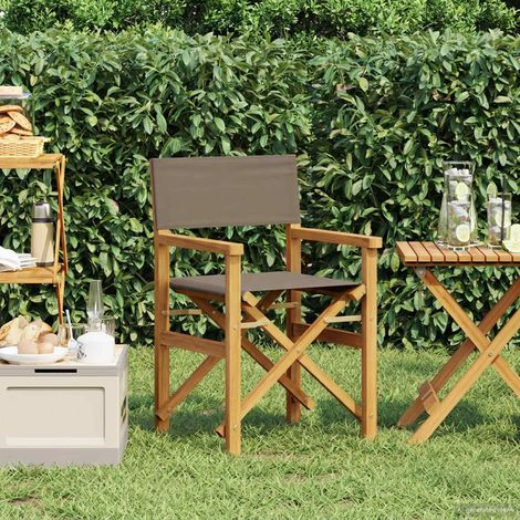 vidaXL Dining Chair Brown and Taupe 56 x 54 x 87 cm Solid Teak Wood