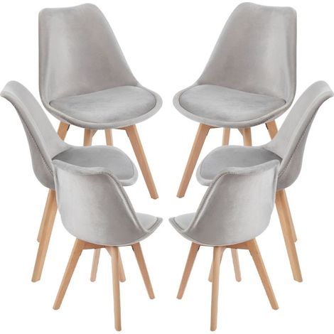 Packs Sillas Comedor - Pack 6 Sillas Synk Terciopelo - Gris claro (1/5)