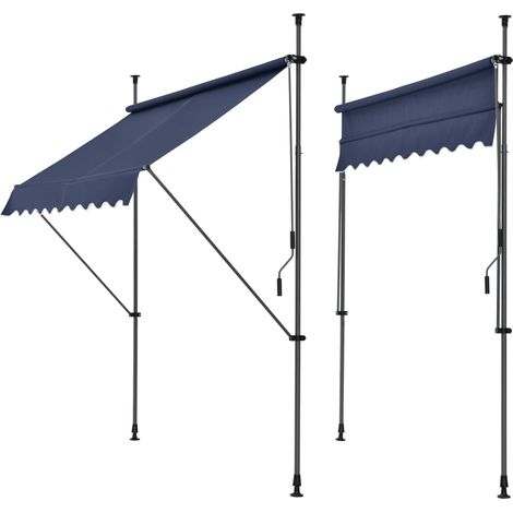 Tenda telescopica in acciaio poliestere 350 x 120 x 200-300 cm blu scuro 030008337
