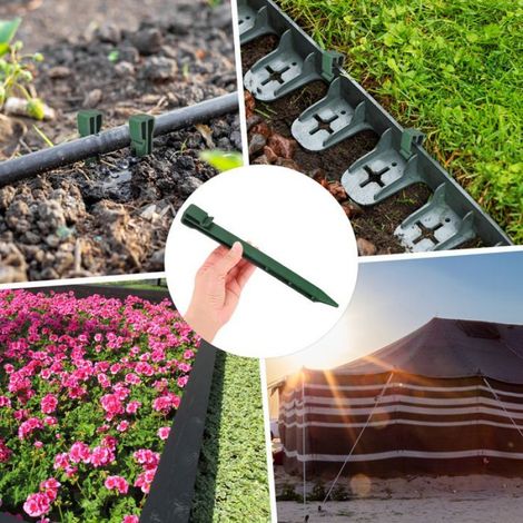 Piquet d'ancrage 10pcs Piquets bordure jardin 10" Plastique Barrières Anti-Mauvaises Herbes / Revêtements De Jardin Vert (1/5)