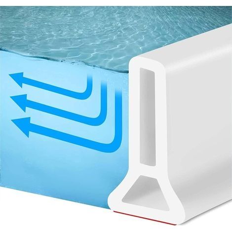 Seuil de douche en silicone couche imperméable auto-adhésive pour arrêt d'eau de douche, protection contre les éclaboussures adaptée au lavabo de la baignoire, salle de bain, hauteur 50 mm x 100 cm (1/5)