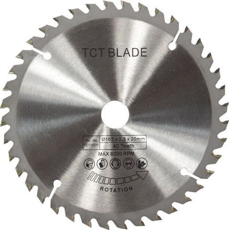 Lame de scie circulaire - 165mm - TCT - Disque de coupe rotative - Argent - 40 dents - Pour la coupe du bois (1/4)
