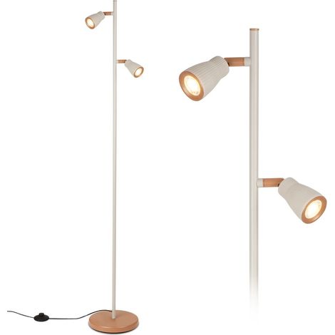 Briloner LED Stehlampe Ø22x141,5 cm 2x3,5W 800lm 3000K Warmweiß Kabelschalter Warm Grey-Coffee - Stehleuchte Wohnzimmer Leselampe (1/5)