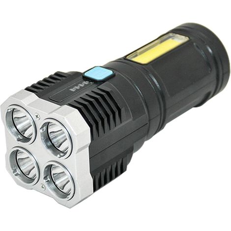 GROOFOO Lampe De Poche LED Super Lumineuse avec éclairage Latéral COB,Torche Rechargeable USB 4 Modes D'éclairage,avec Fonction D'affichage De L'alimentation pour Le Camping,La Randonnée (1/5)