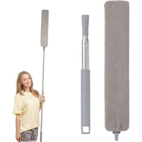 Brosse à poussière de Chevet, Plumeau Télescopique, Retractable Gap Dust Cleaner, Poignée Ajustable 41.5-214 cm, pour Canapé-lit Meuble Plancher Poussière Domestique (1/4)