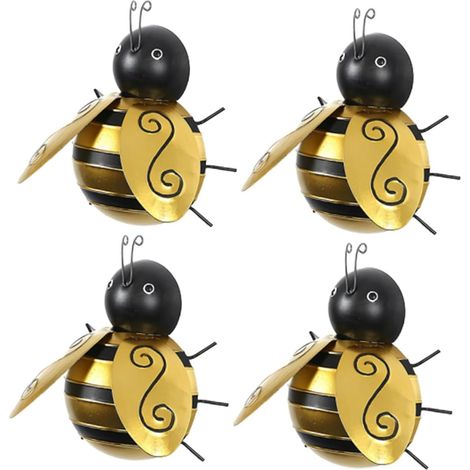 Décoration Murale Suspendue Créative Forme Abeille Jaune en Fer Forgé 4pcs pour Décoration Murale Maison et Art Suspendu (1/5)