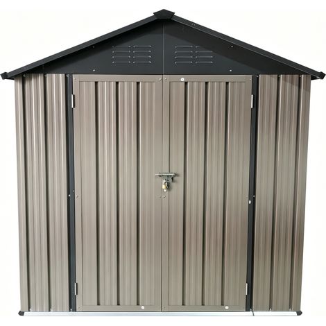 Schuppen 6x4 ft mit Spitzdach in Braun-Schwarz als Außenlager (1/5)