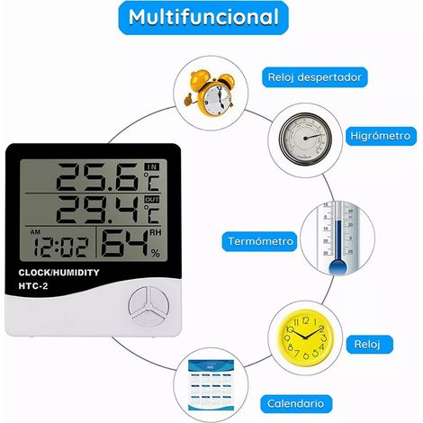 HTC-2 Vier-Fenster-Display mit dualer Temperatur- und Feuchtigkeitsanzeige für den Innen- und Außenbereich (1/4)