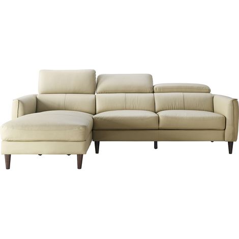 Divano in Pelle di bufalo Beige - Angolo a sinistra - SALVI (1/4)