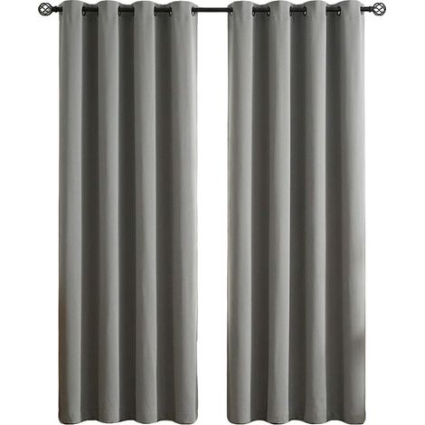 Décoration de Fenêtre Rideaux - Isolation Thermique Rideau Draperies Salon à Oeillets Économie d'Énergie pour Chambre du Bébés, Largeur 107 sur Hauteur 213cm, Gris, 2 Pièce (1/3)