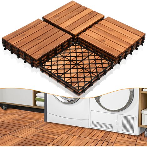 Wolketon Holzfliesen Terrassenfliesen 55 fliesen 5㎡ Akazien bodenfliesen 30x30cm Klickfliese Bodenbelag Drainage wetterfest