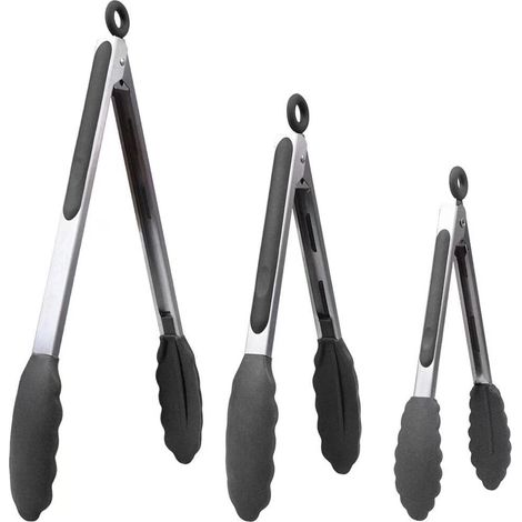 Pinces Cuisine de et Prime Pince Poignée Anti-adhésive Résistant à la Chaleur Ensemble 3 7” 9” 12” Acier Inoxydable Silicone (1/5)