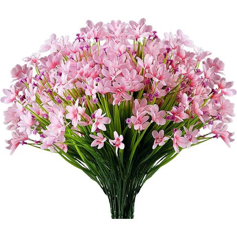 8 bouquets de fleurs artificielles d'extérieur résistantes aux UV, fausses fleurs en plastique qui ne se décolorent pas, décoration pour jardin, porche, jardinière, fleurs artificielles d'extérieur (1/5)