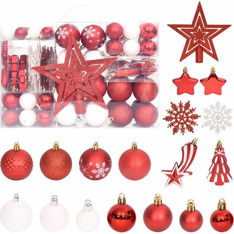 vidaXL Juego de adornos de navidad de 108 piezas rojo y blanco (1/5)