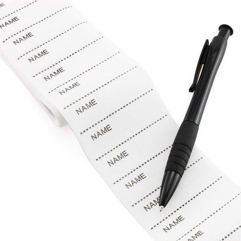 200 etiquetas identificativas, 55×18 mm, Etiquetas personalizadas de tela para ropa, hogares y tiendas de ropa, Blancas y negras (1/5)