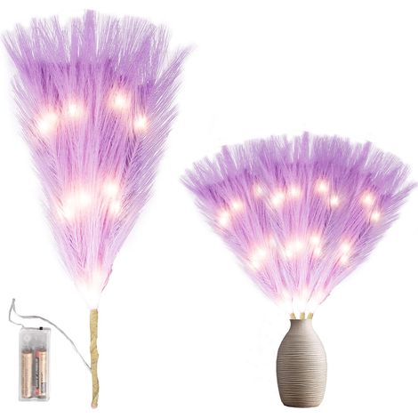 45cm B/O Pampas Grass Purple W/ 15 WW LEDs (1/5)