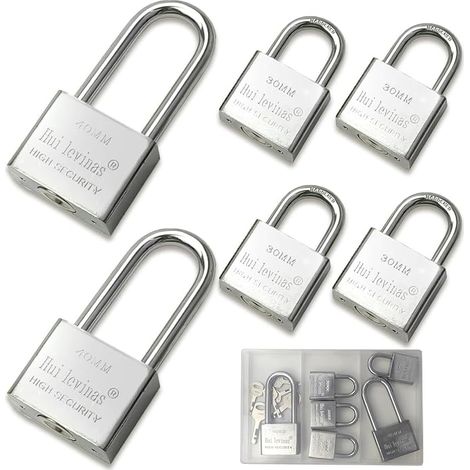 Set of Shackle Padlocks with Keys, 4 x 30 mm