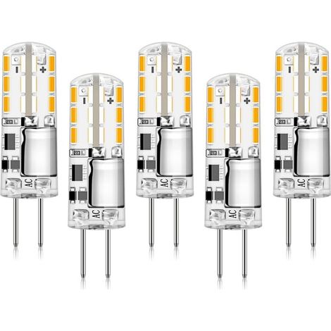 Ampoules LED G4 de 2 W, 12 V AC/DC, lumière blanche chaude (remplace les ampoules halogènes de 20 W) 180 lm avec socle G4, blanc chaud 3000K, sans scintillement (5Pcs) (1/5)
