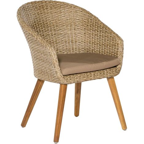 Arrone Sessel 2er Set Alu/Kunststoffgeflecht/Akazie