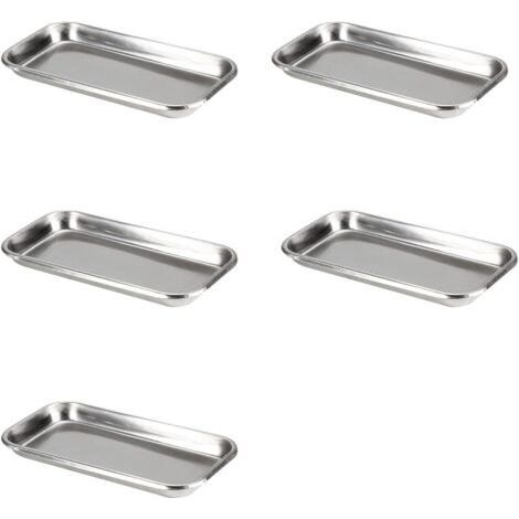 5 pièces Plateau en Acier Inoxydable, Plateau INOX Rectangulaire, Plateaux Médical Rectangulaire INOX, plateau Tatouage Inoxydable, Plateau de Laboratoire Pour Les Tatouages Chirurgie Dentaire (1/5)