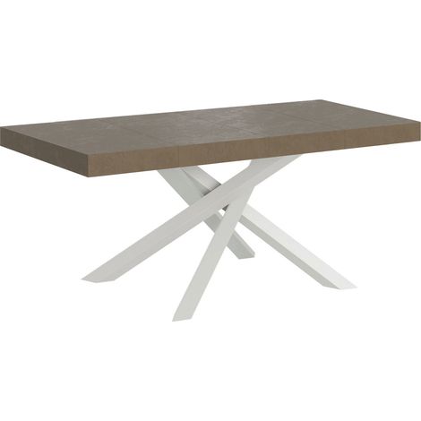 Tavolo Allungabile 120-380x90x77 cm Volantis Premium Tortora Telaio Bianco