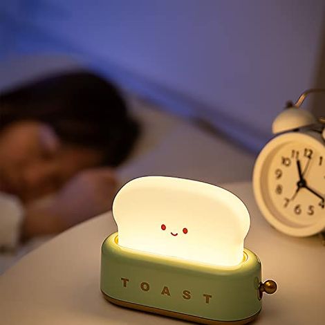 Lampe de nuit créative grille-pain avec minuterie, USB rechargeable gradation lumière chaude pour chevet chambre et endormissement