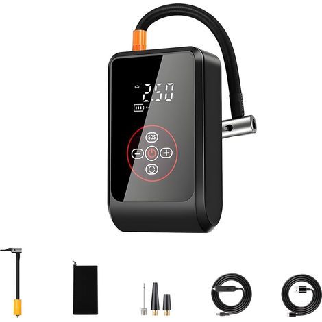 Gonfleur de Pneu Portable 3000 mAh Pompe �� Air Rechargeable USB-C, ��cran LCD, Arr��t Automatique, 150 PSI, LED, pour Voiture, V��lo, Moto, Ballons